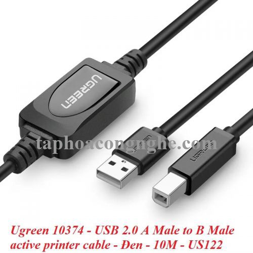 Ugreen 10374 10M màu Đen Cáp USB 2.0 sang USB B máy in có chip khuếch đại US122 30010374